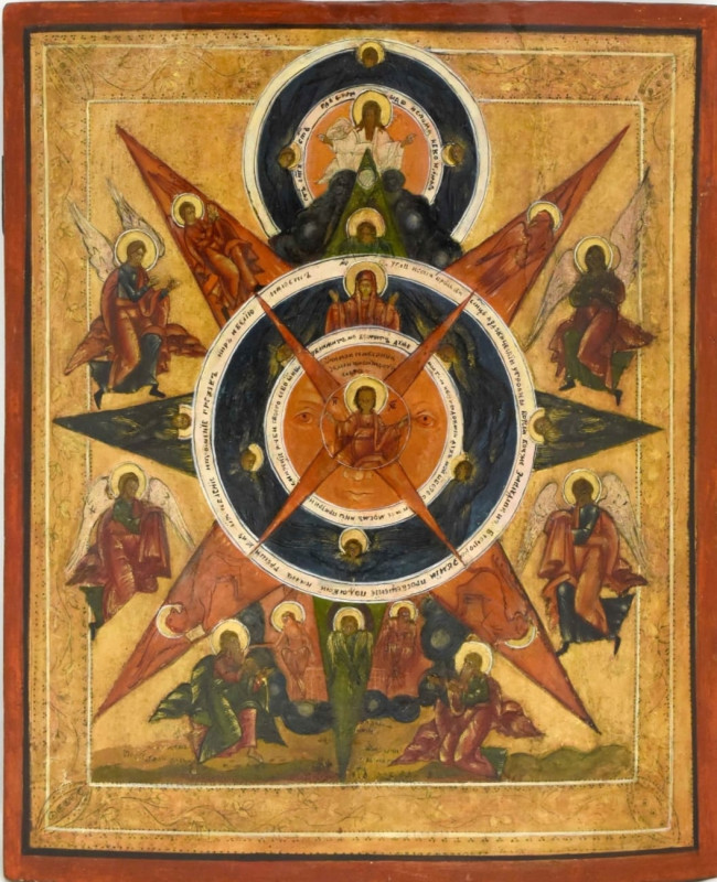 Antique 19c Russian icon of the All Seeing Eye of God (12374)