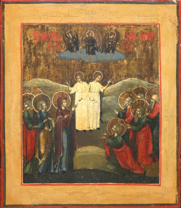 Antique 18c Russian icon of the Ascension (43287)