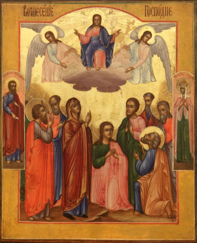 Antique 18c Russian icon of Ascension of Christ (89791)