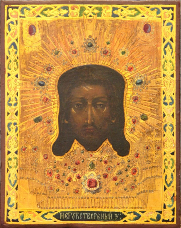 Antique 19c Russian icon of The Christ Mandylion (79746)