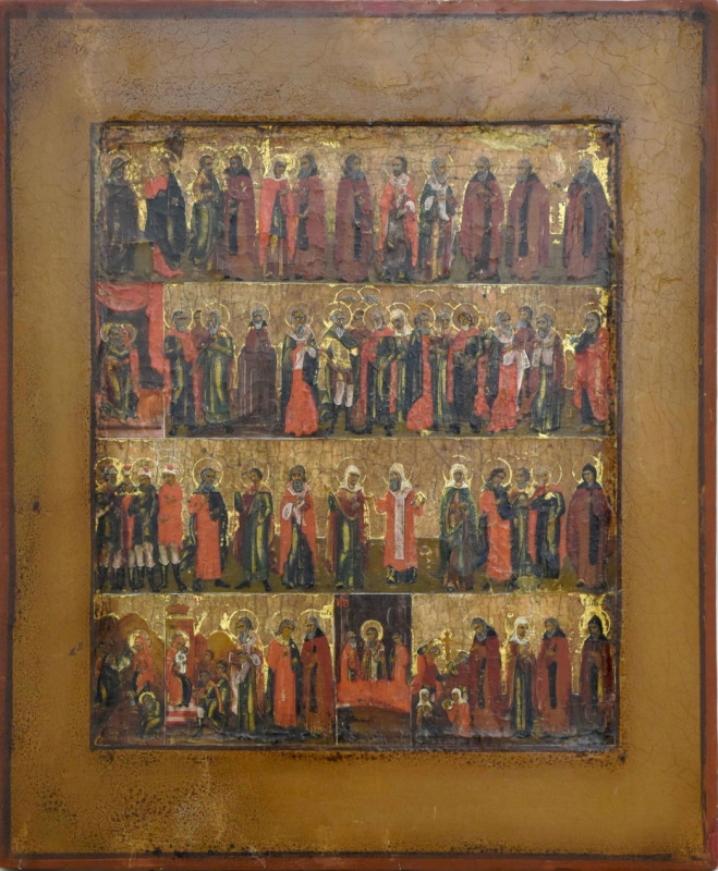 Antique 18c Russian icon of the Month December (12703)