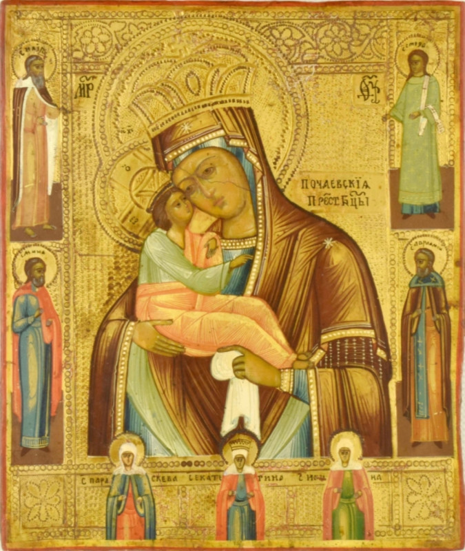 Antique 19c Russian of Pochaev Mother of God (13701)