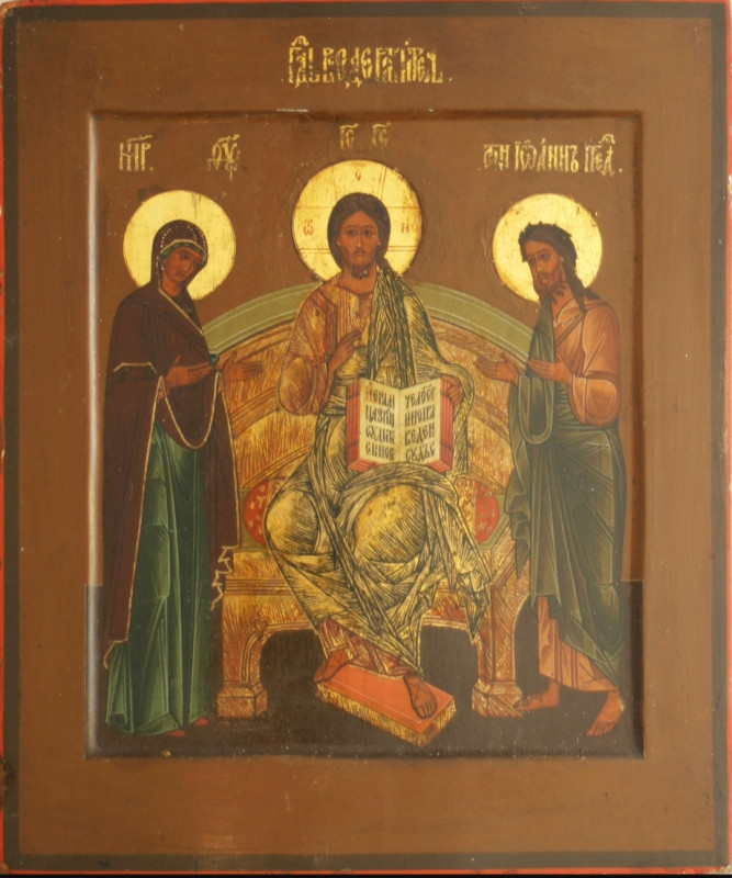 Antique 19c Russian icon of Deesis (24262)