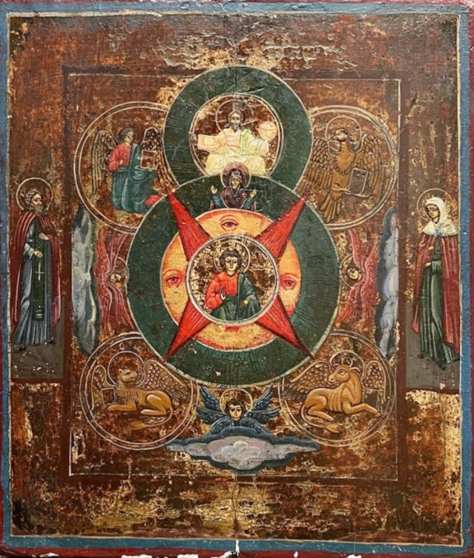 Antique 18c Russian icon of the All Seeing Eye (1187)