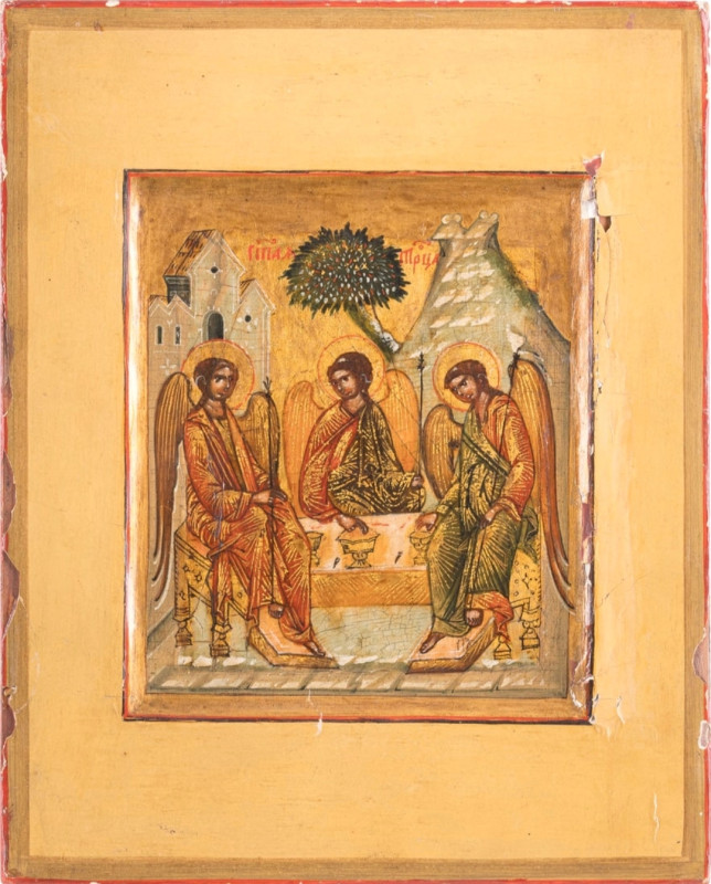 Antique 17c Russian icon of Trinity Kovcheg(11474)