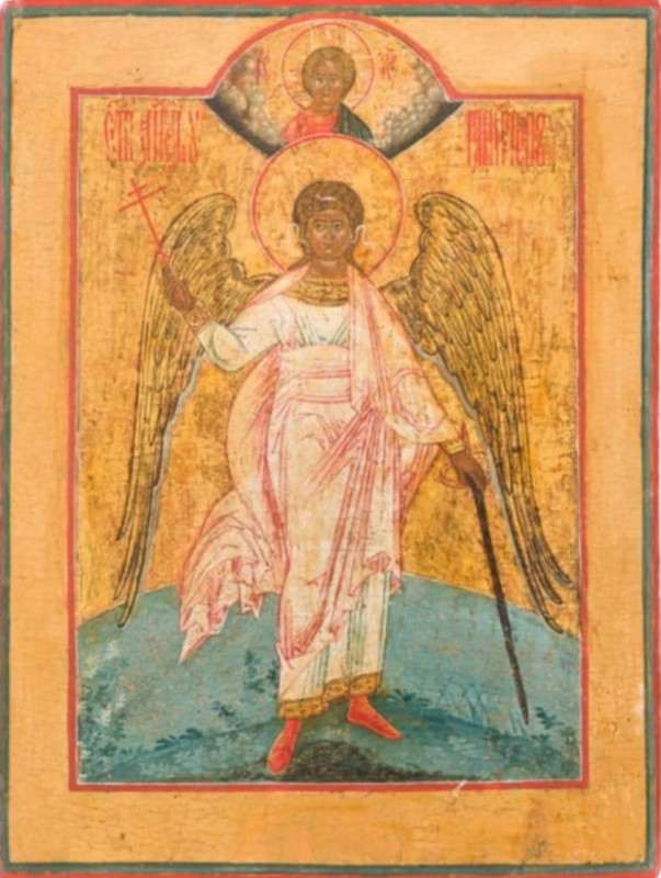 Antique 18c Russian Icon of Guardian Angel (7885)