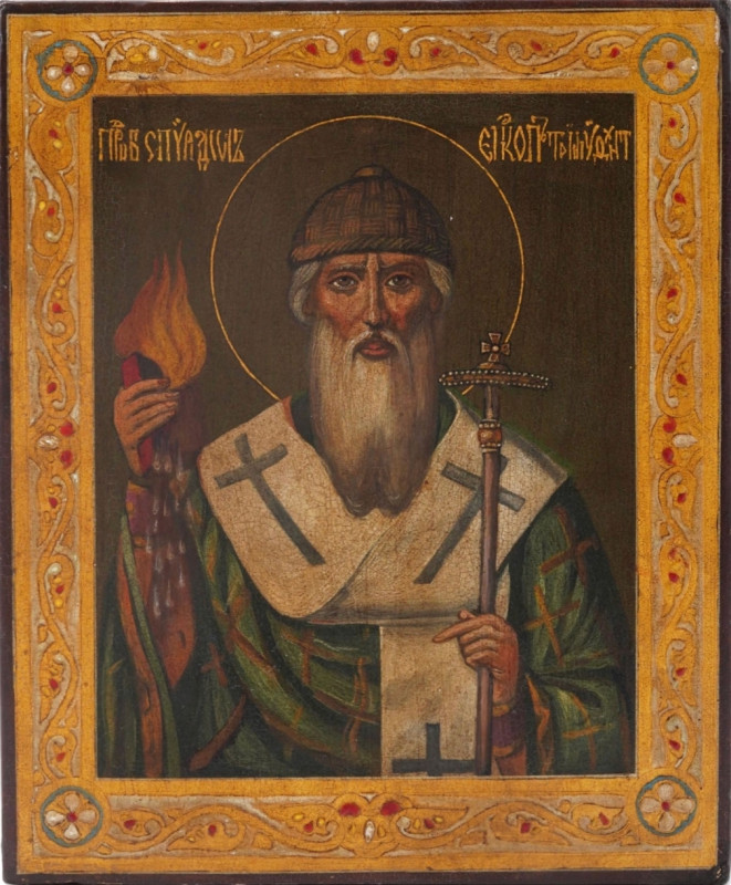 Antique Russian icon of Spyridon (1113)