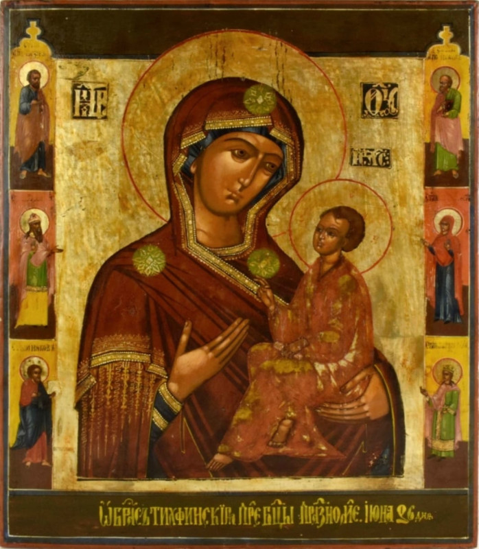 Antique Russian 19c Icon of Tikhvin (13886)