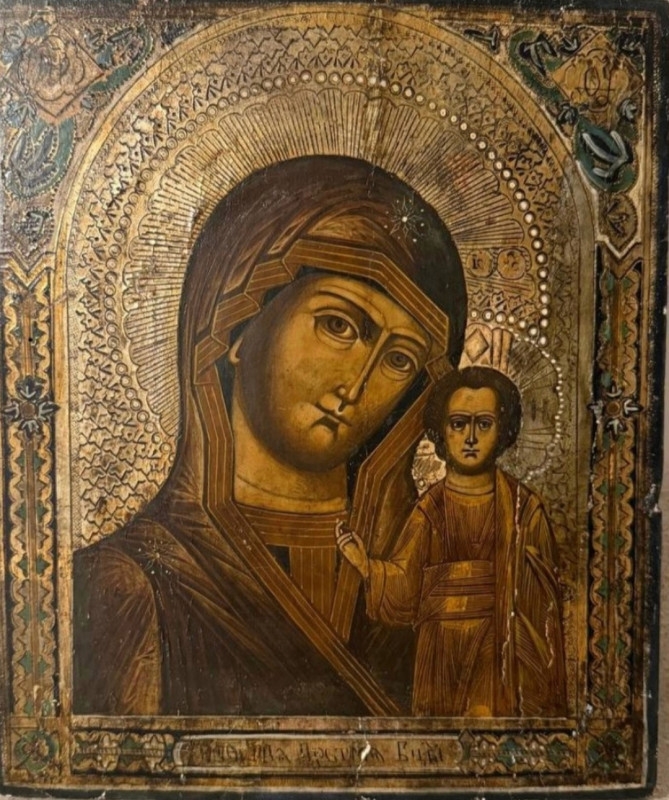 Antique 19c icon of Kazan (3126)