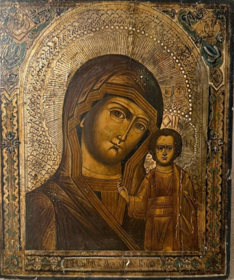 Antique 19c icon of Kazan (3126)