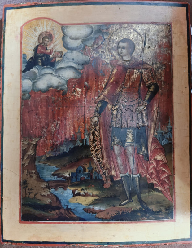 Antique 19C Russian Icon of St George (13086)