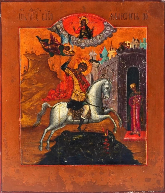 Antique 18c Russian icon of St George (11463)
