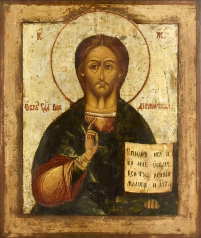 Antique 19c Russian icon of Christ (13858)