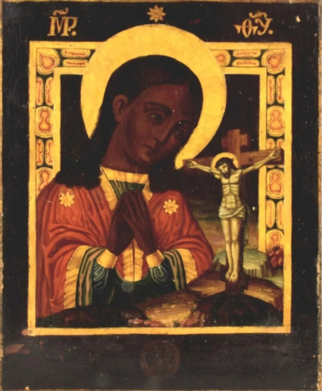 Antique 19c russian icon of Ahturskaya (13513)