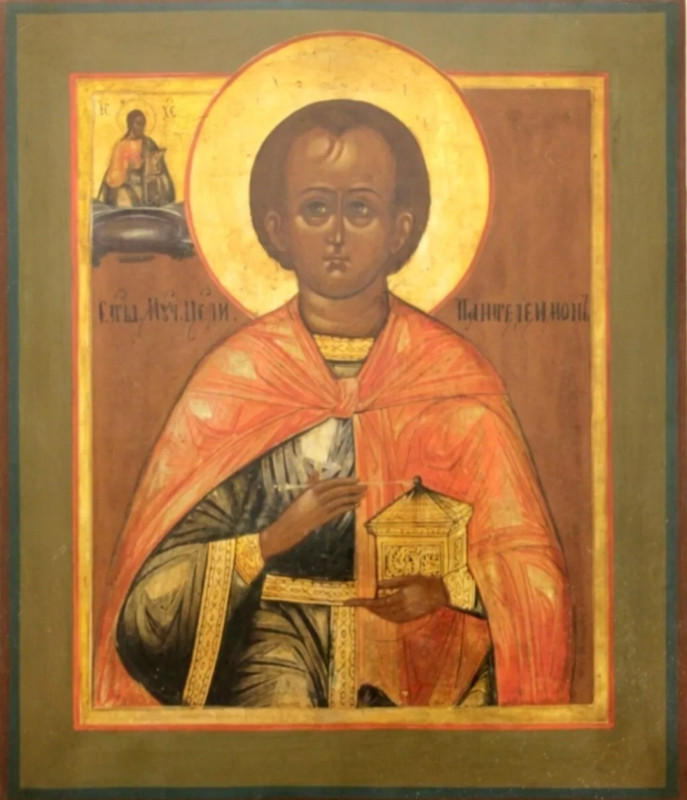 Antique 19c Russian icon of  Pantaleon (11477)