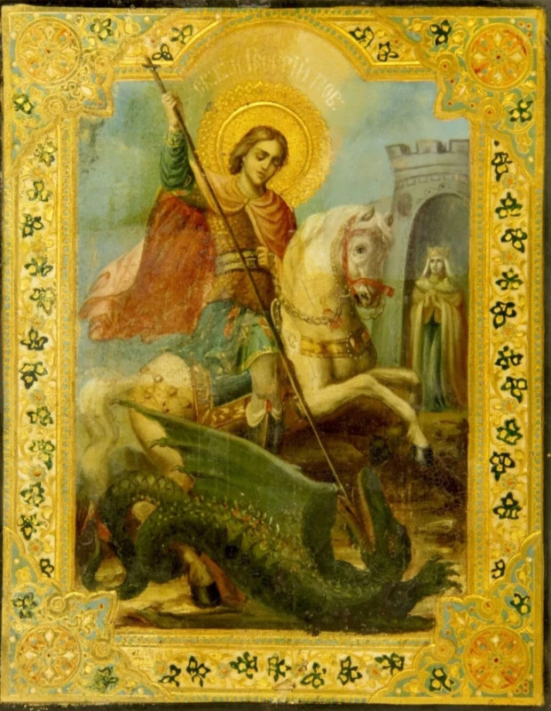 Antique 19c Russian icon of St.George (87921)