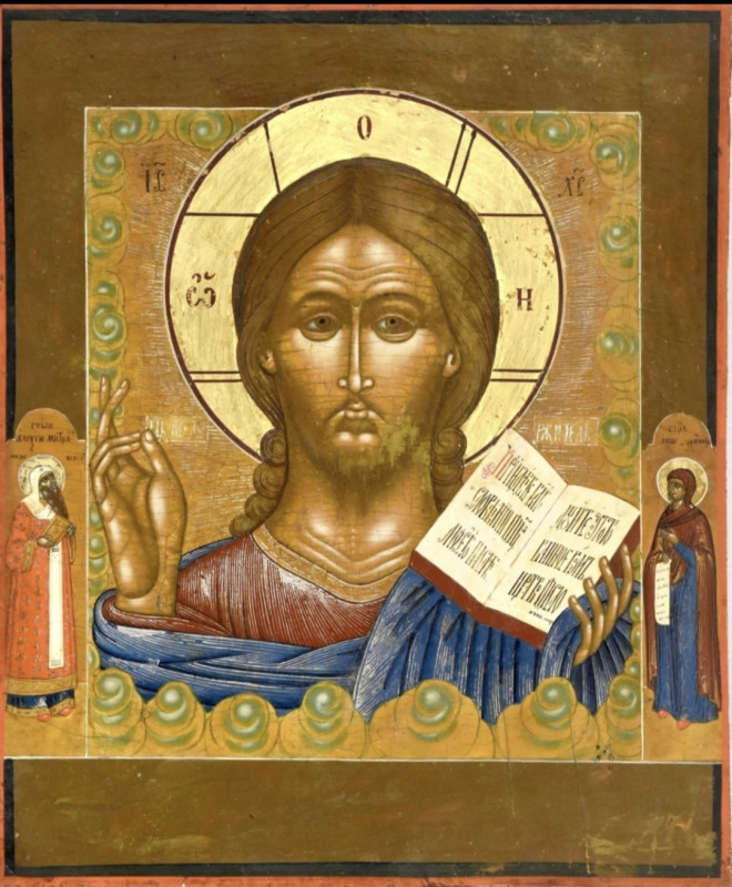Antique 19c Russian icon of Christ (12392)