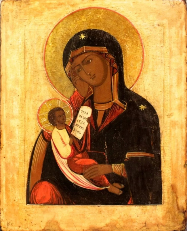 Antique 19c Russian icon of Soothe my Sorrow (56437)