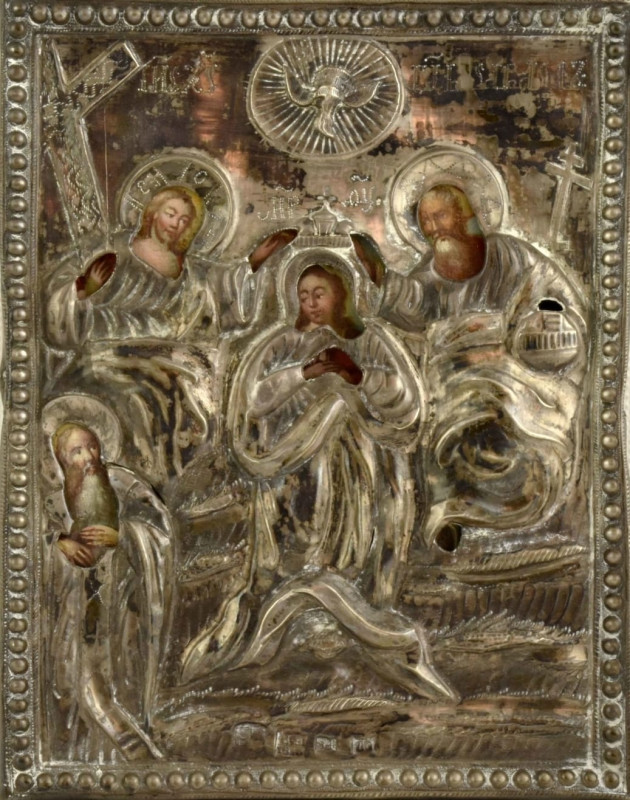 Antique 18c 84 Silver Russian icon of the Coronation (13898)