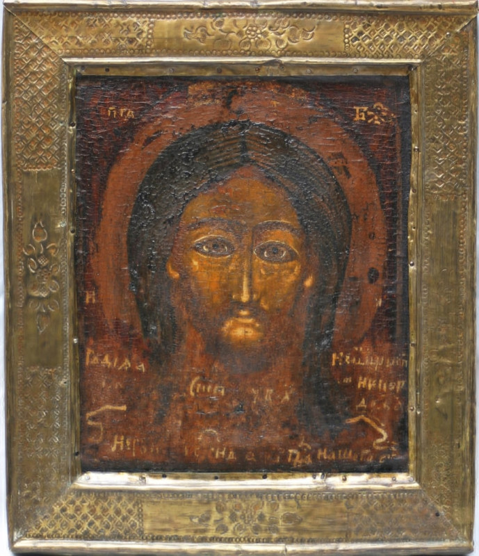Antique 17c Russian icon of Christ Mandylion (47391)