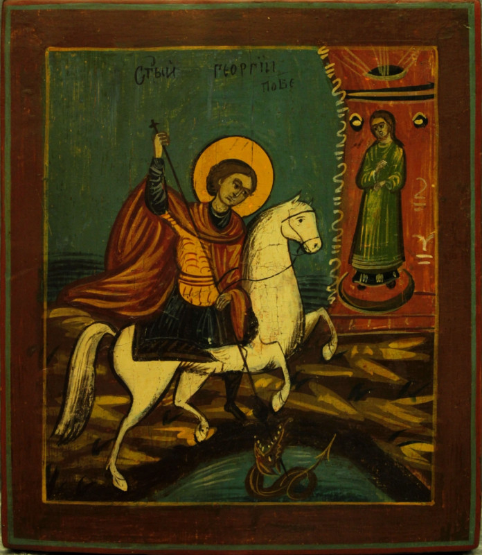 Antuque 19c Russian icon of St George (7541)