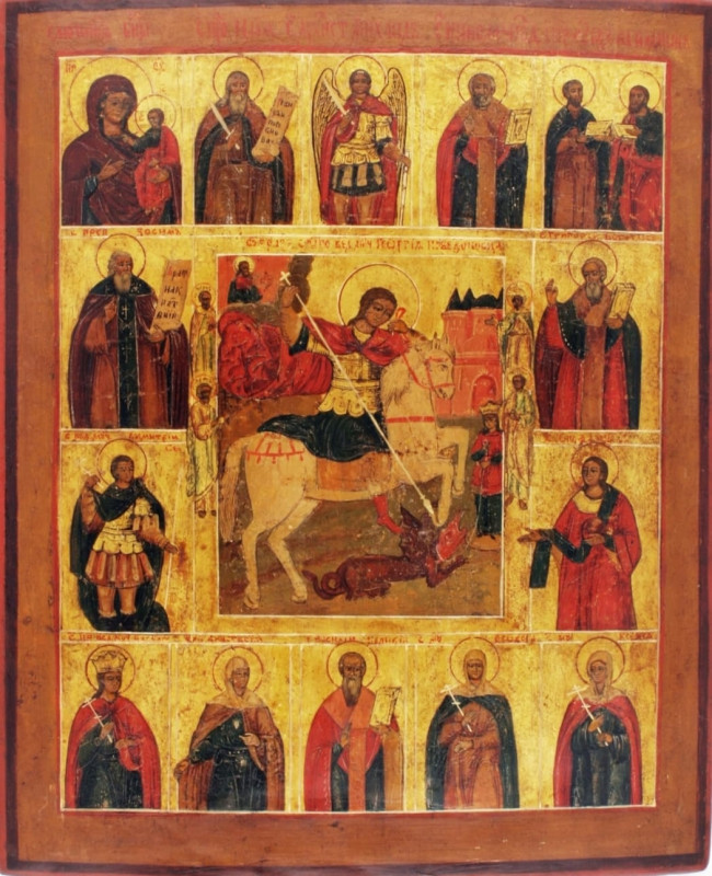 Antique 18c Russian Icon of St George in Life (3418)