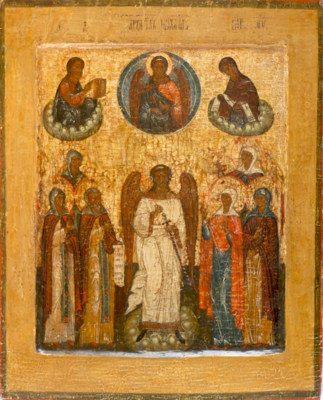 Antique 17c Russian icon of St Mihail (4807)