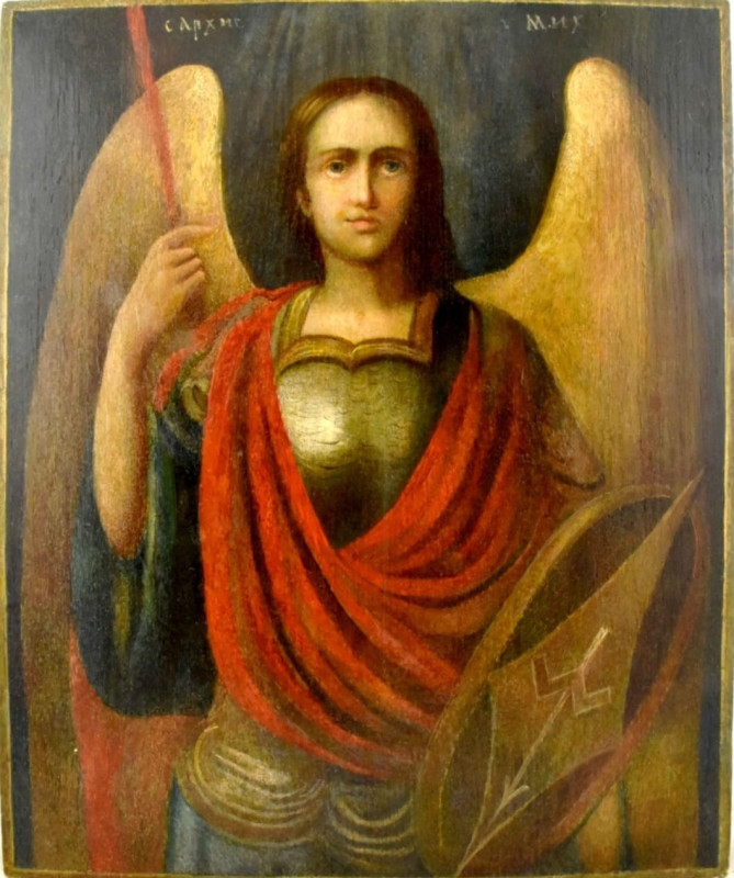 Antique 19c Russian icon of St.Mihail(13310)