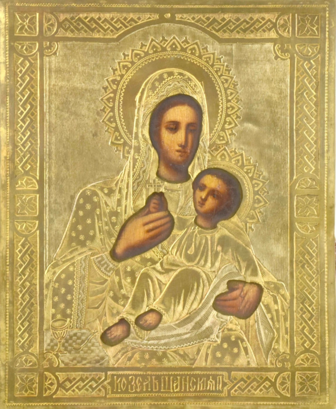 Antique 19c Russian icon Kozelshanskaya  (13288)