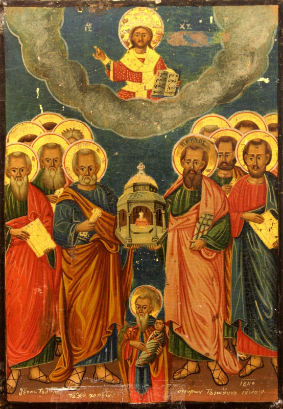 Antique 19c Greek Icon of Assembly of Saints (89661)