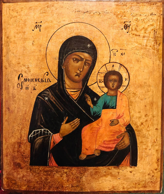 Antique 19c Russian icon of Smolensk (5331)