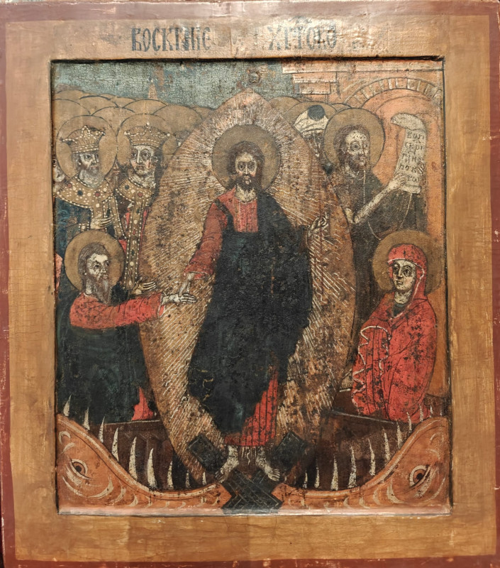 Antique 18c Russian icon of Christ Resurrection (6715)