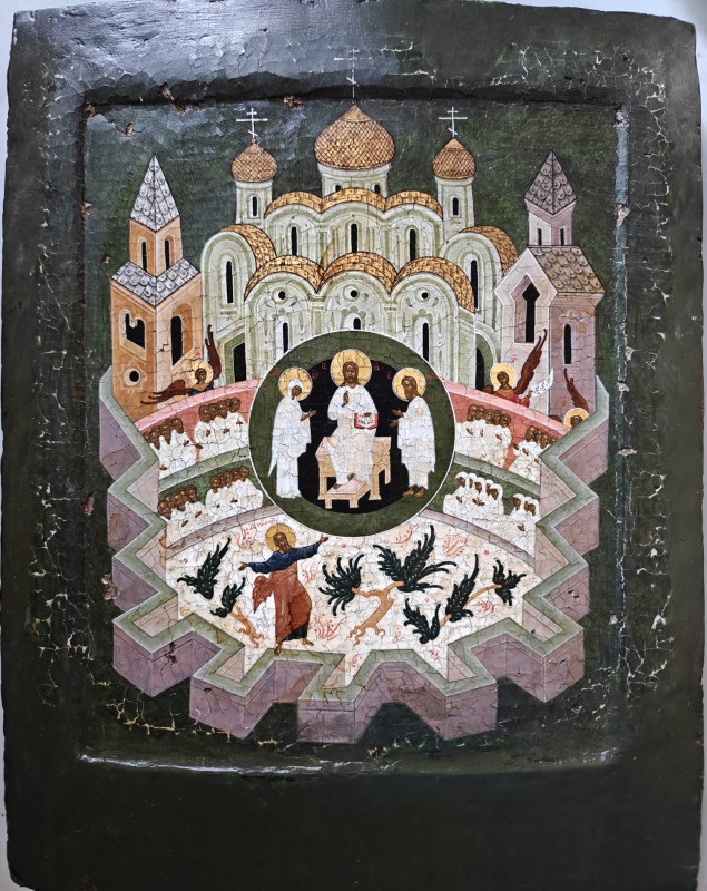 Antique 18c Russian icon of Christ in Strength (5815)