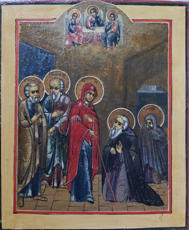 Antigue 19c Russian icon of the Appearance (6150)