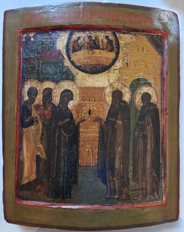 Antique 18c Russian icon of the Appearance (6320)