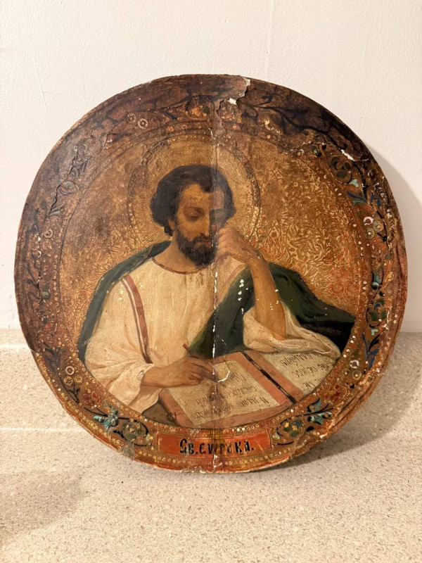 Antique 19c  Russian icon of St Mark (3000)