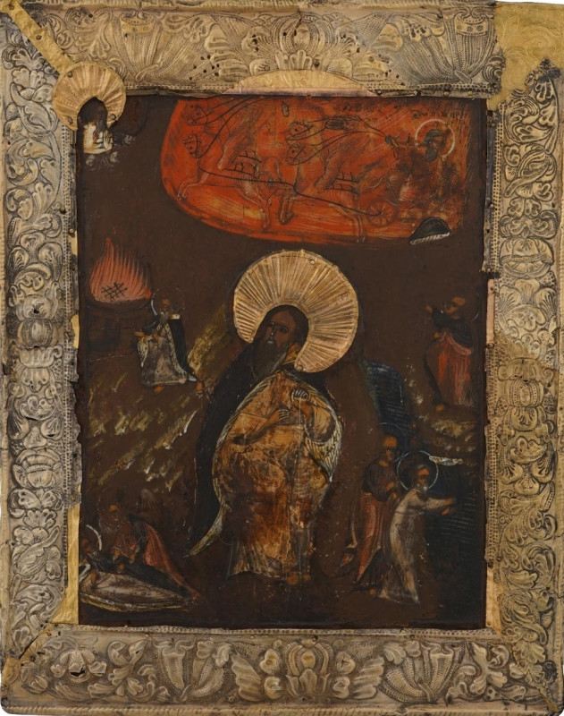 Antique 19c Russian icon of the Ilyah the Prophet (6410)