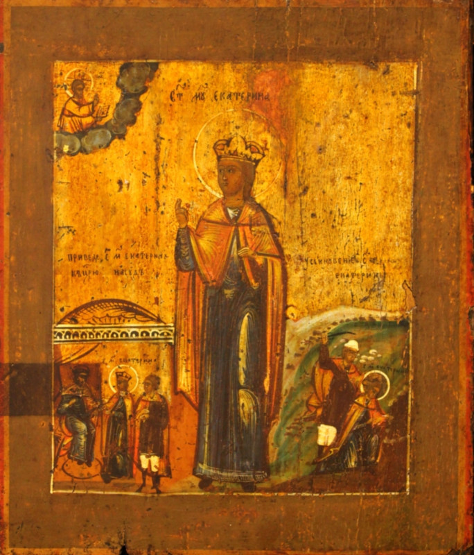 Antique 18c Russian icon of the St.Catherine (6582)