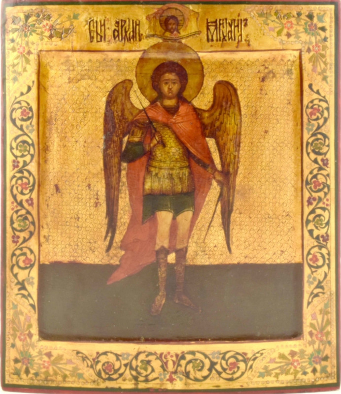 Antique 19c Russian Icon of St Mihail (14170)