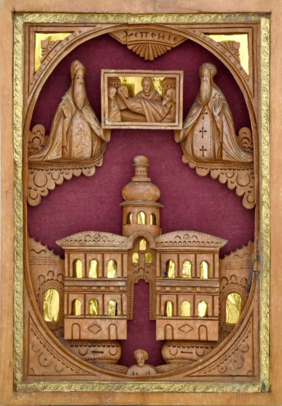 Antique 18c Russian Carved icon of Dormition (1272)