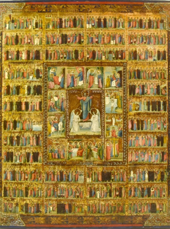 Antique 19c Russian icon of the Calendar Year (14250)