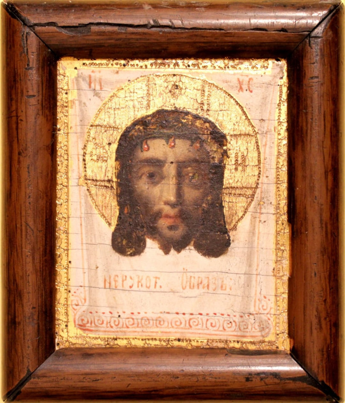 Antique 19c Russian icon of the " Mandylion"(5693)