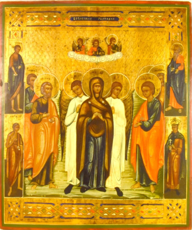 Antique 19c Russian icon of the Ascension (13235)