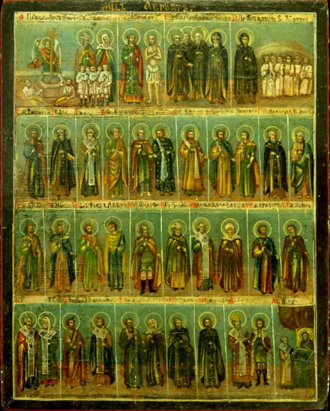 Antique 19c Russian icon of Month August (6838)