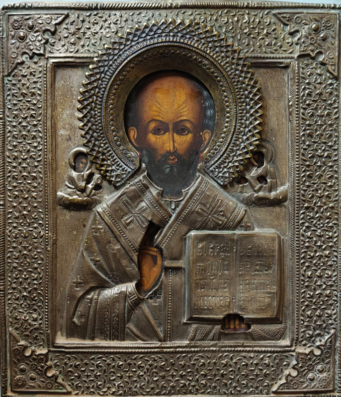 Antique 19c Russian icon of St Nicholas (1988)