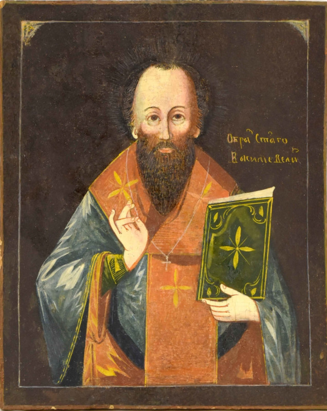 Antique 19c Russian icon of St Basil(1239)