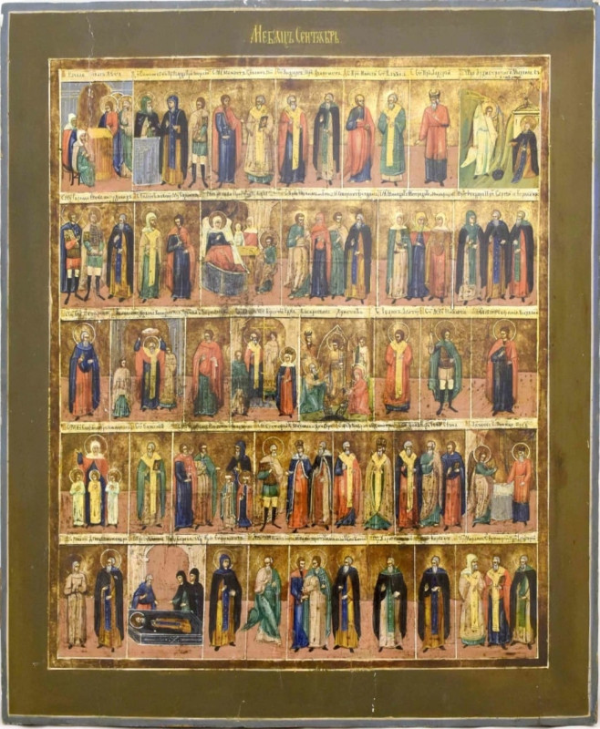 Antique 19c Russian icon of Month (12481)