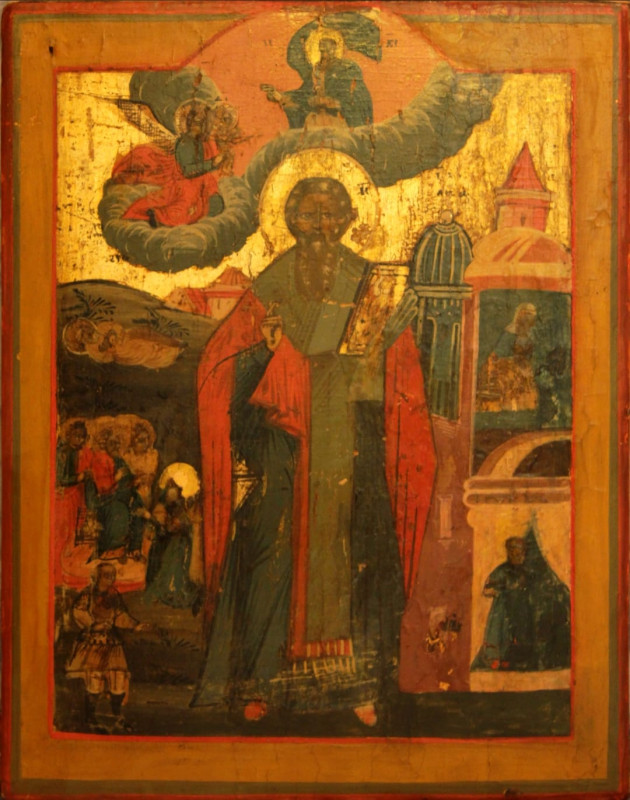 Antique 18c Russian icon of St Basil in life (6329)