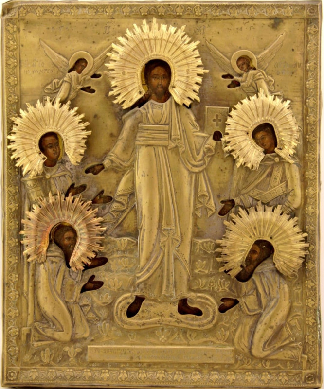 Antique 19c Russian icon of Christ Smolenskiy (8365)