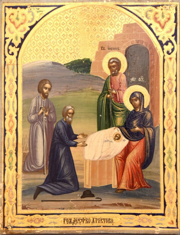 Antique 19 c Russian icon of Christmas (12262)